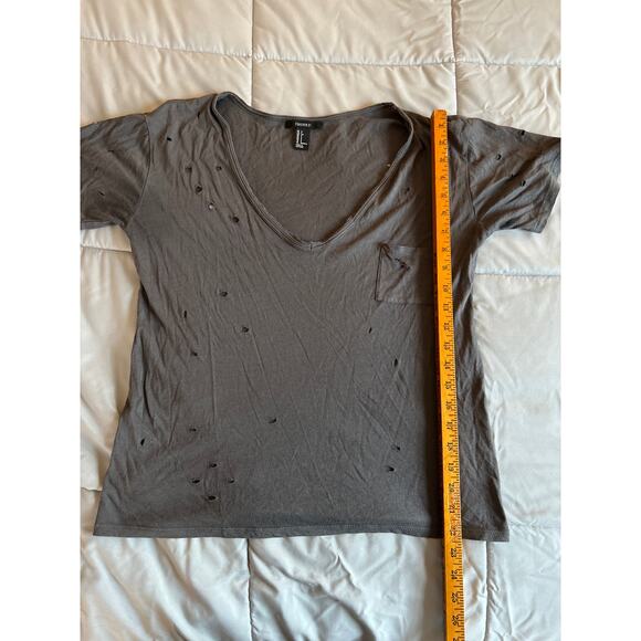 Forever 21 charcoal, gray distressed t-shirt with‎ pocket size small - Picture 2 of 5